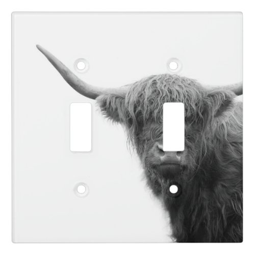 Highland Cow Black  White 4 Light Switch Cover