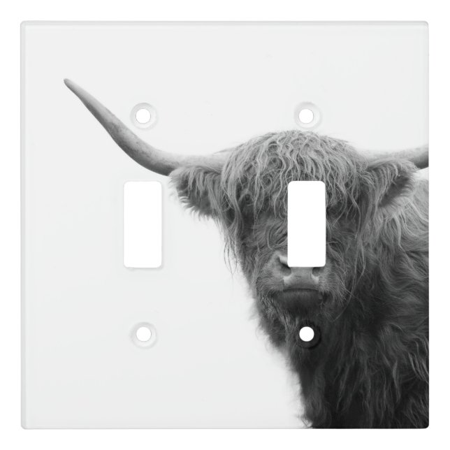 Highland Cow Black & White #4 Light Switch Cover (Front)
