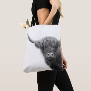 Highland Cow Black & White #4 Tote Bag