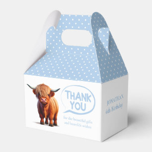 Highland Cow Blue Boy Favor Box