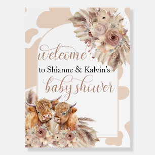 Highland cow Boho baby Shower  Foam Board