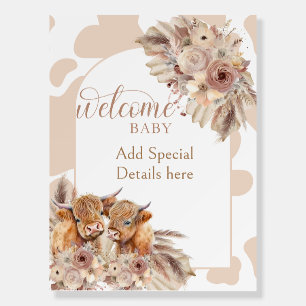 Highland cow Boho baby Shower Foam Board
