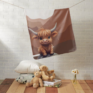 Highland cow boho boy personalized baby blanket