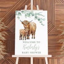 Highland Cow Boho Eucalyptus Greenery Baby Shower Foam Board