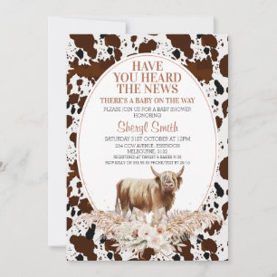 Highland Cow Boho Floral Baby Shower Invitation