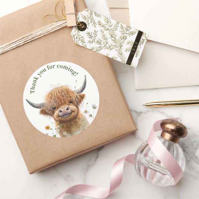Highland cow boho party favor sticker (Gifting)