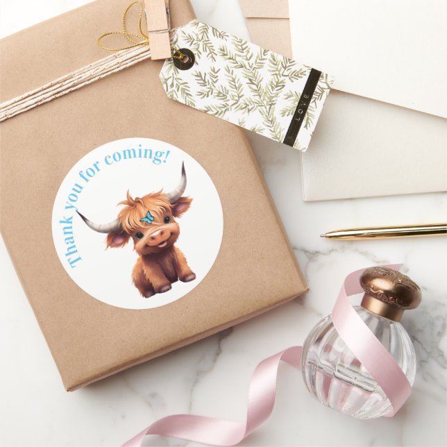 Highland cow boho party favor sticker (Gifting)
