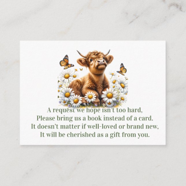 Highland Cow Books for baby Enclosure Card (Back)