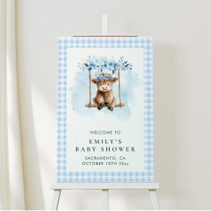 Highland Cow Boy Baby Shower Welcome Sign
