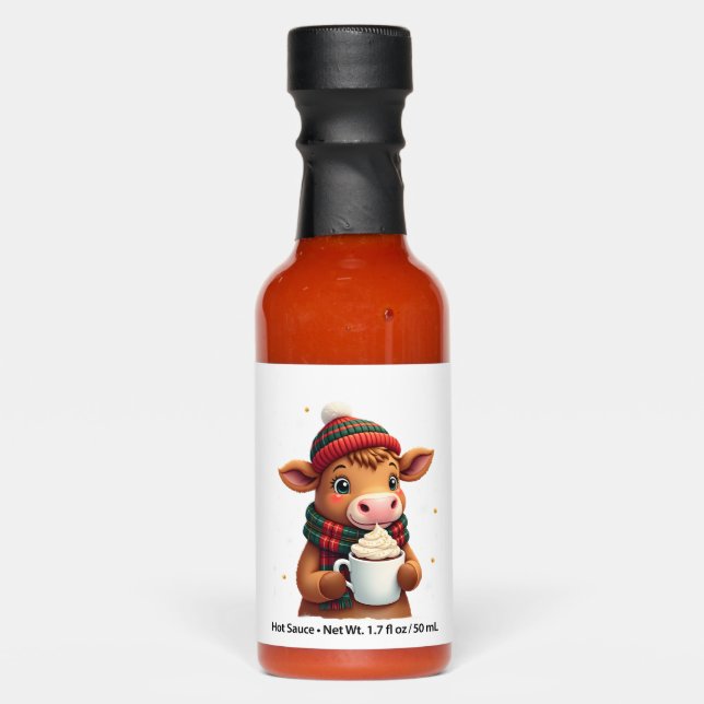 Highland Cow Brushstroke Christmas T-Shirt (4) Hot Sauces (Front)