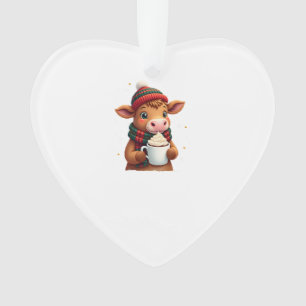 Highland Cow Brushstroke Christmas T-Shirt (4) Ornament
