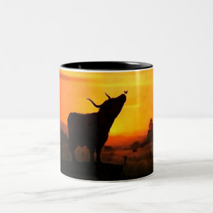 Highland Cow Butterfly Beautiful Country Farm Two-Tone Coffee Mug