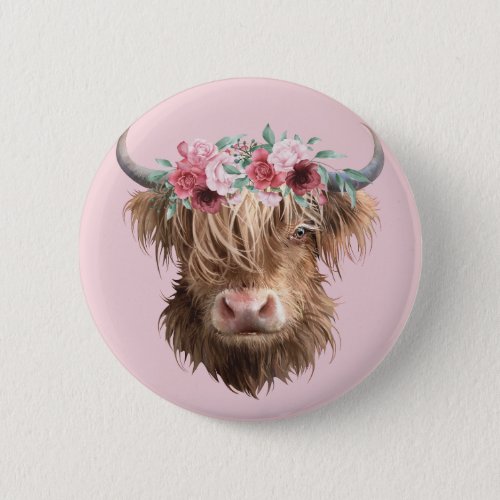 Highland Cow Button