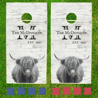 Highland Cow Cabin Cottage Family Monogram Cornhole Set