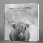 Highland Cow Cabin Guest Information 3 Ring Binder<br><div class="desc">This design was created through digital art. It may be personalized by clicking the customize button and change the background color, adding a name, initials or your favorite words. Contact me at colorflowcreations@gmail.com if you with to have this design on another product. See more of my creations or follow me...</div>