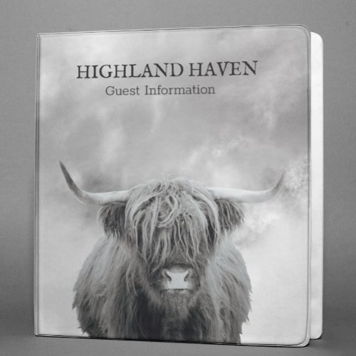 Highland Cow Cabin Guest Information 3 Ring Binder