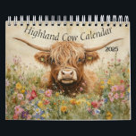 Highland Cow Calendar 2025<br><div class="desc">Cute watercolor Highland cow calendar 2025</div>
