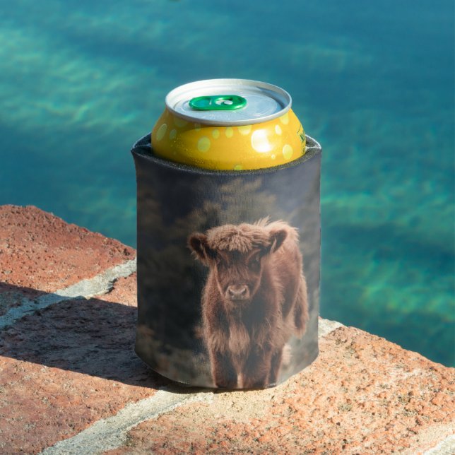 Highland cow calf autumn grass field can cooler (In Situ Pool)