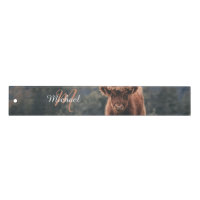Highland cow calf autumn grass monogram initial