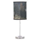 Highland cow calf autumn grass monogram initial table lamp (Back)