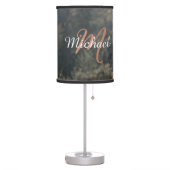 Highland cow calf autumn grass monogram initial table lamp (Left)