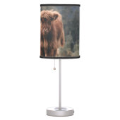 Highland cow calf autumn grass monogram initial table lamp (Right)