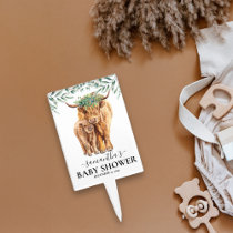 Highland Cow Calf Baby shower Eucalyptus Cake Topper