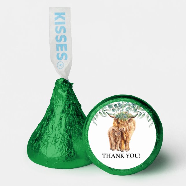 Highland Cow Calf Baby Shower Eucalyptus   Hershey®'s Kisses® (Front)