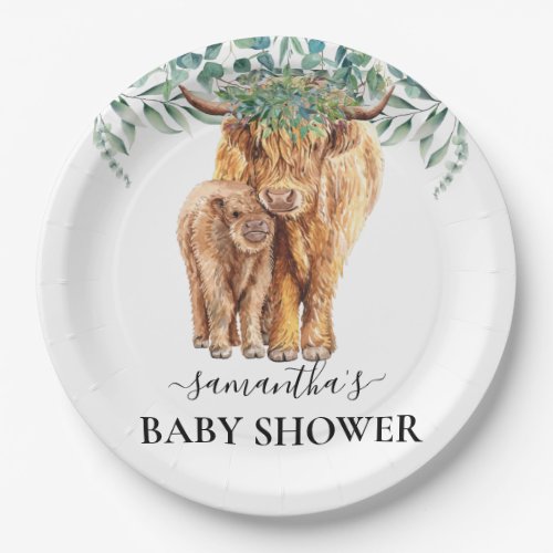 Highland Cow Calf Baby Shower Eucalyptus 