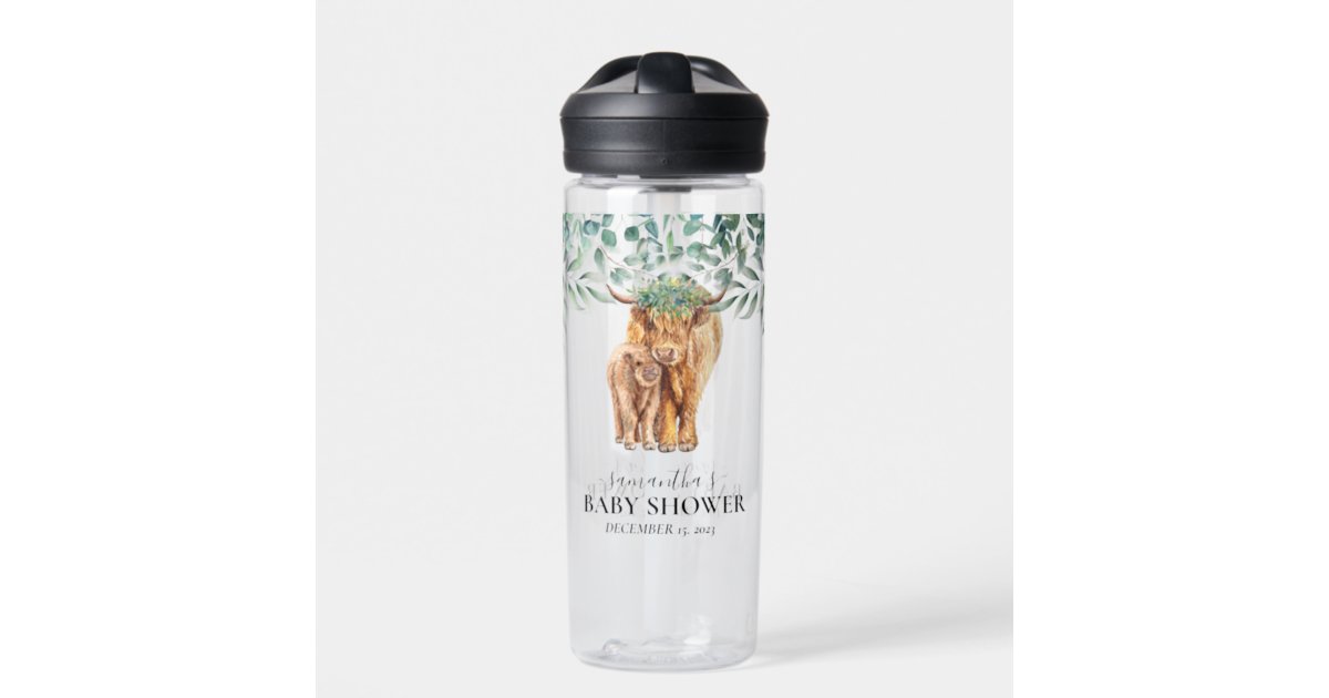 Baby Highland Cow Personalized With Name Kids Water Bottle Tumblers