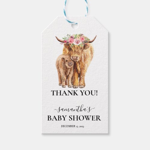 Highland Cow Calf Baby Shower    Gift Tags