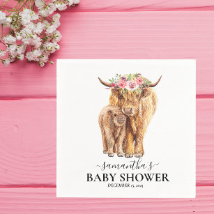  Highland Cow Calf Baby Shower   Napkins