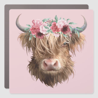 Highland Cow Car Magnet