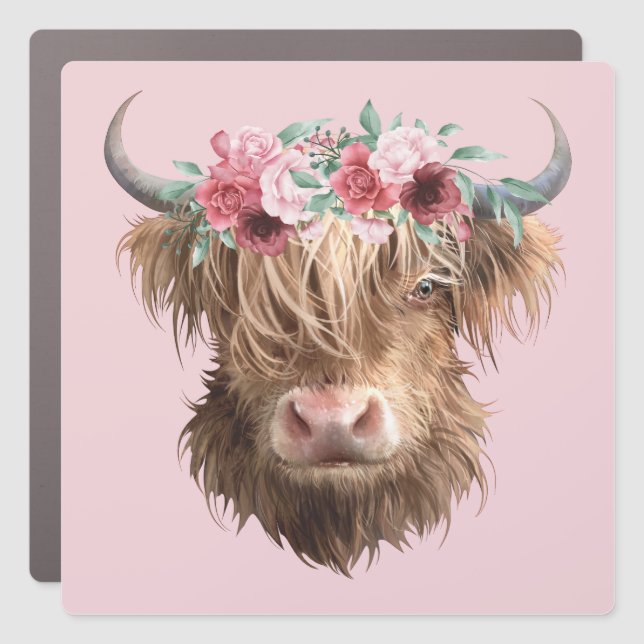 Highland Cow Car Magnet (Front)