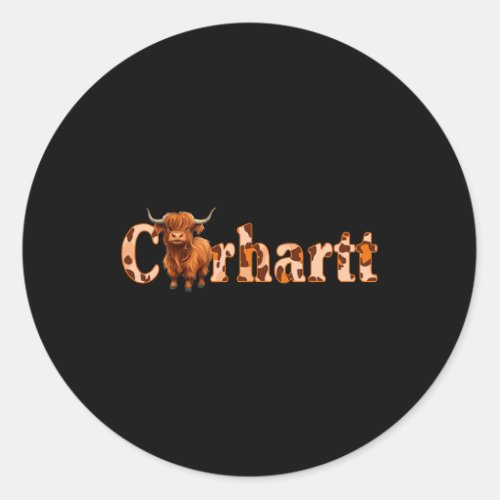 Highland Cow Carhartt Christmas  Classic Round Sticker