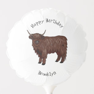 Highland cow cartoon illustration balloon