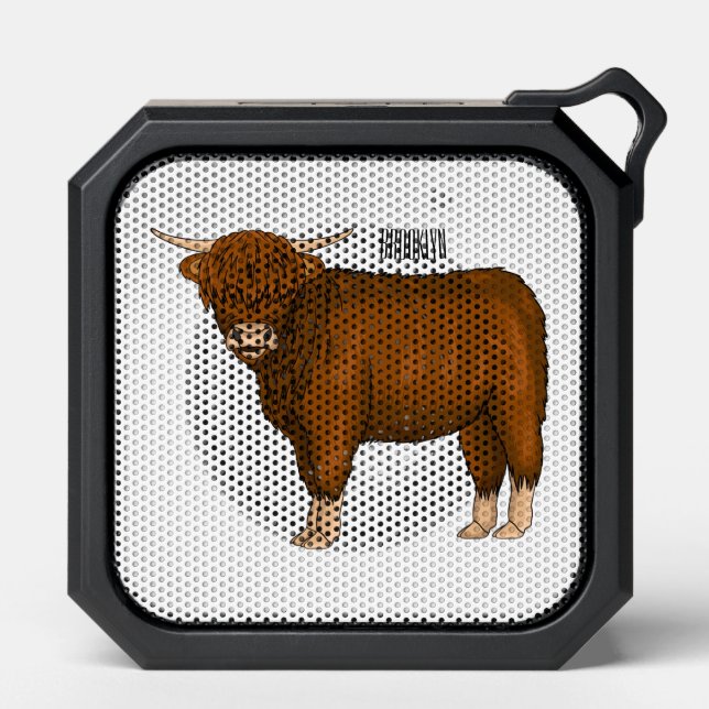 Highland cow cartoon illustration bluetooth speaker (Front)