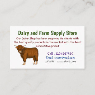 Highland cow cartoon illustration business card