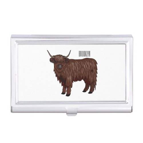 Highland cow cartoon illustration  business card case