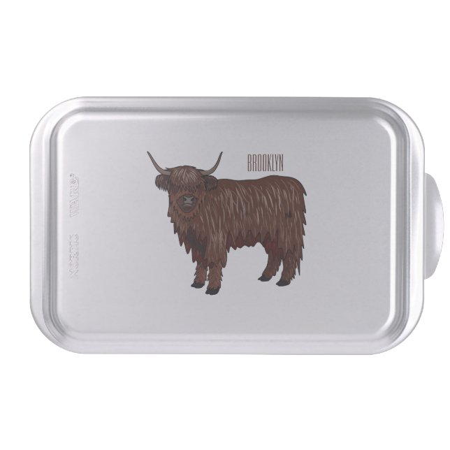 Highland cow cartoon illustration  cake pan