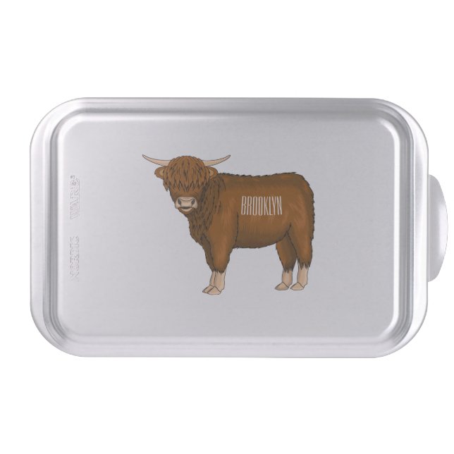 Highland cow cartoon illustration cake pan (Front)