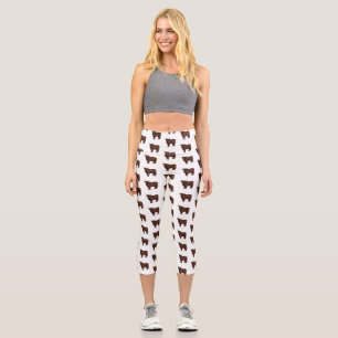 Highland cow cartoon illustration  capri leggings