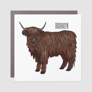 Highland cow cartoon illustration car magnet