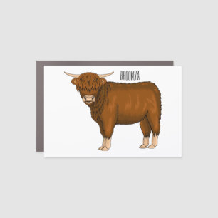 Highland cow cartoon illustration car magnet