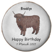 Highland cow cartoon illustration chocolate covered oreo (Front)