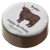 Highland cow cartoon illustration chocolate covered oreo (Angled)