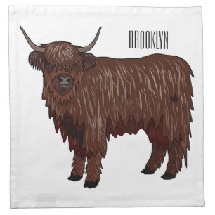 Highland cow cartoon illustration  cloth napkin