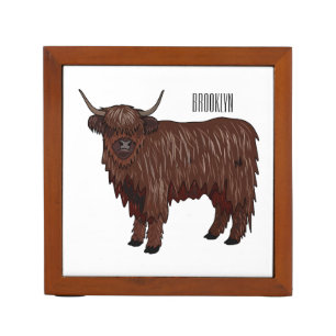 Highland cow cartoon illustration  desk organizer