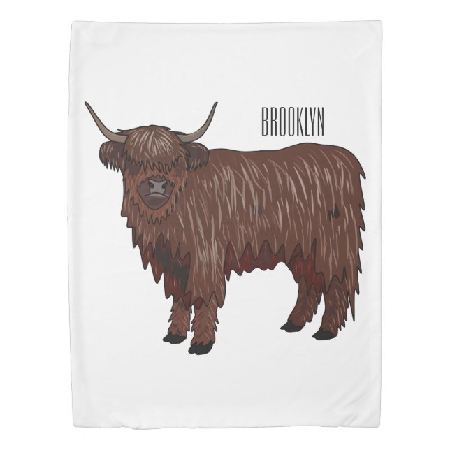 Highland cow cartoon illustration  duvet cover (Front)