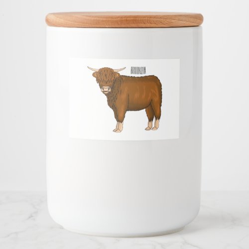 Highland cow cartoon illustration food label